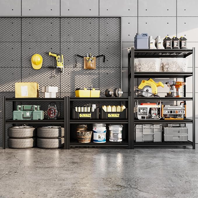 72" H Metal Garage Storage Shelves, 5 Tier Adjustable Shelving Unit - Image 2