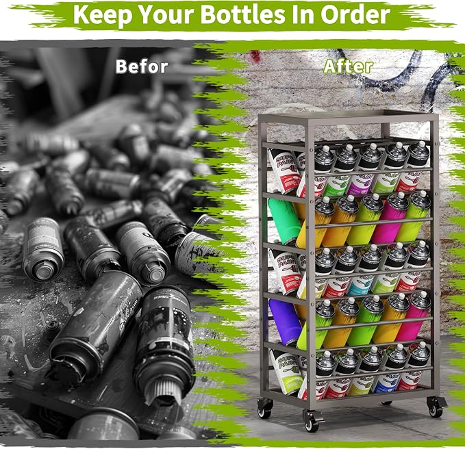 50 Spray Paint Storage Holder, Rolling Spray Can Storage Rack, Heavy Duty Paint - Image 6