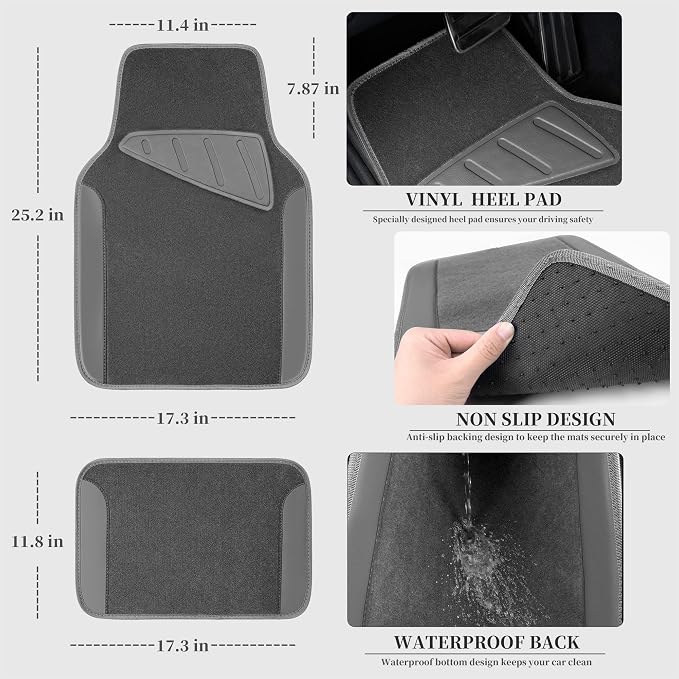 CAR PASS Waterproof Universal Fit Car Floor Mats, Car Mats Fit - Image 2