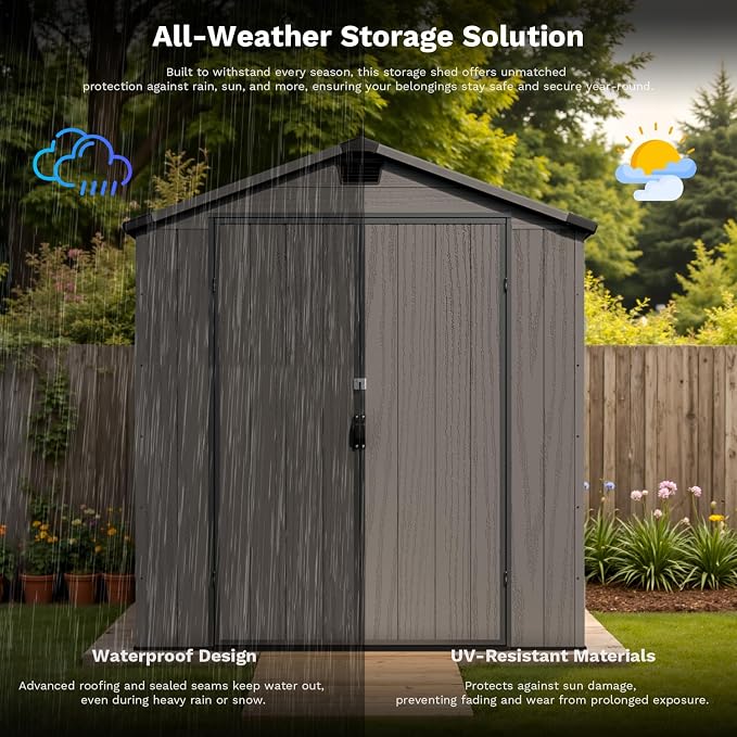 Patiowell 6 x 6 FT Plastic Outdoor Storage Shed - Image 5