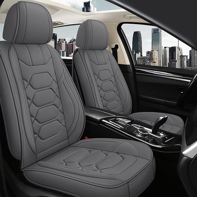 Pariitadin Leather Car Seat Covers Front Pair, Waterproof Breathable Faux by Pariitadin