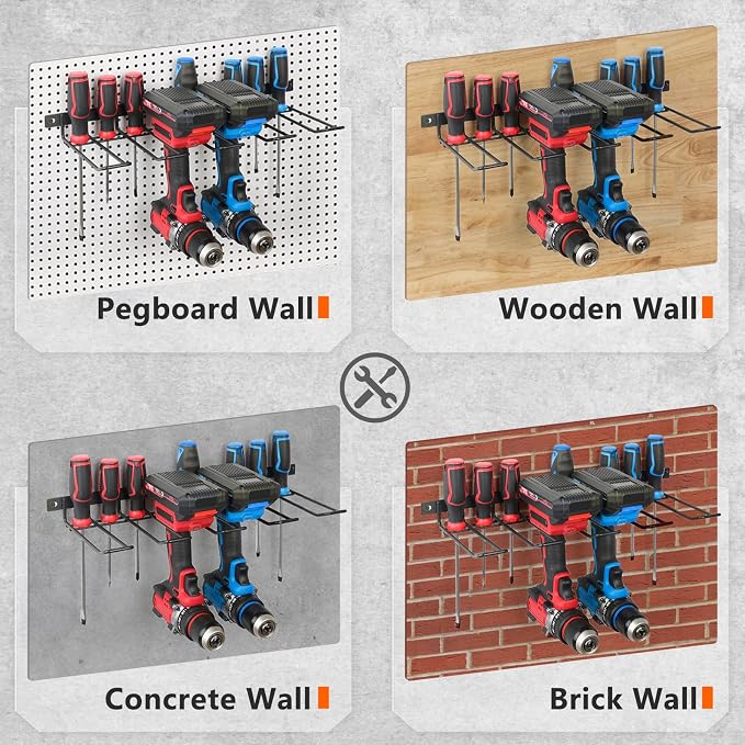Power Tool Organizer, Cordless Drill Holder Wall Mount, Garage Tool Storage Rack - Image 6