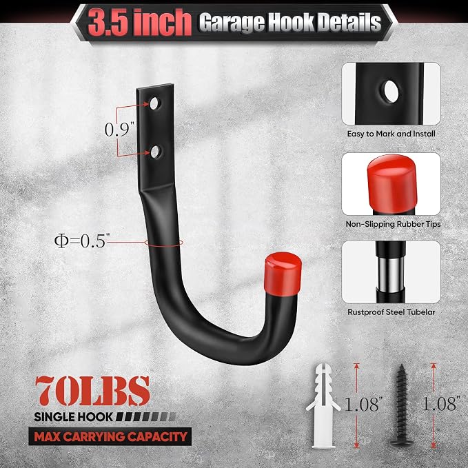 Nacial 10 Pack Garage Hooks Heavy Duty, 100LBS Capacity Garage Hooks - Image 4