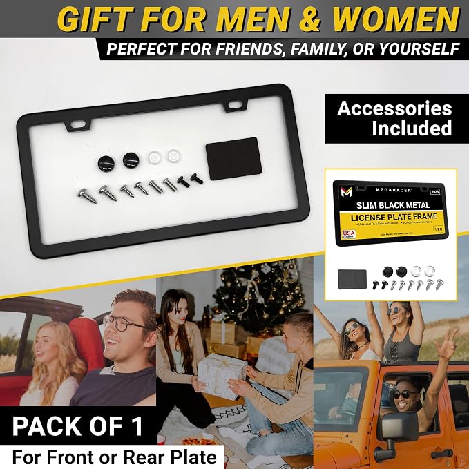 Premium Slim Matte Black License Plate Frame – 1 Pack, Rust-Free Stainless - Image 9