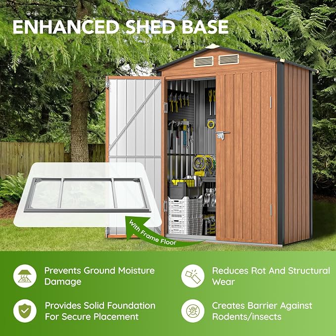 Outdoor Storage Shed, 5x3 Ft Metal Steel Tiny House - Image 3
