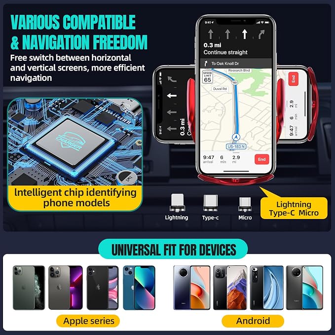Wireless Car Charger, MAX 15W Fast Charging Auto Clamping, Sensing Phone Holder - Image 4