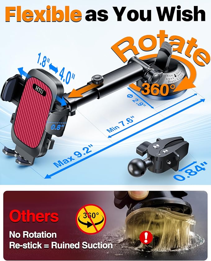 HTU 2025 Best Car Phone Holder 【Ultimate 5-in-1 & Upgraded 100+LBS Strongest - Image 4