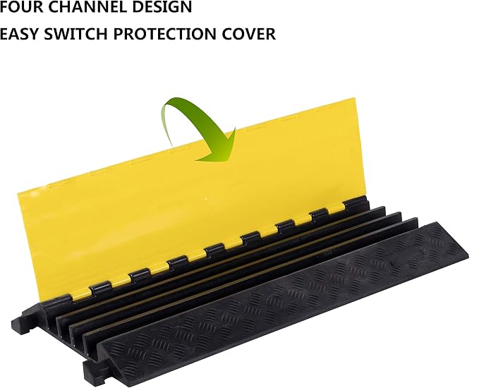 1 Pack Rubber Cable Ramp Hose Cable Protector Ramp 4 Channel 22000Lbs Load - Image 6