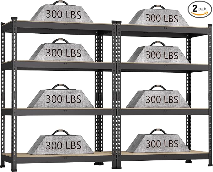 2 Packs 36" W x 16" D x 55" H Adjustable Garage Storage Shelves by BuxWellBang
