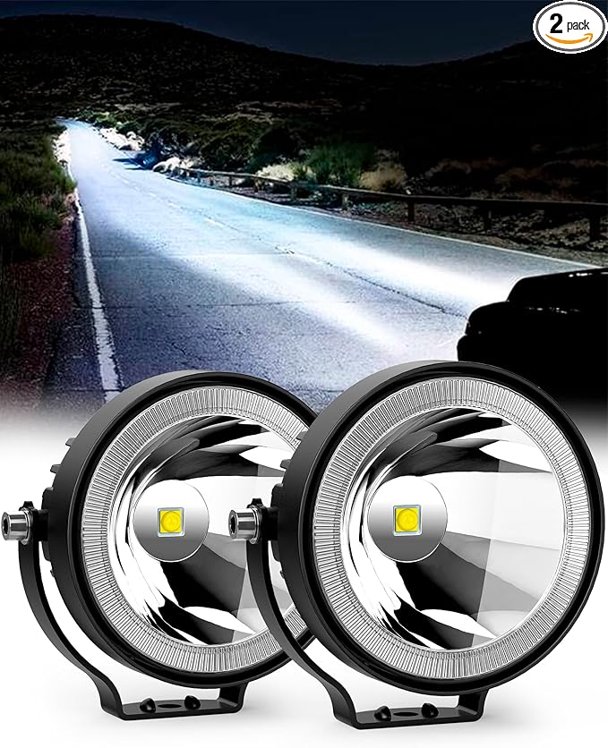 NAOEVO 4 Inch Round LED Pod Lights, 60W 6000LM LED Spot Off Road/Driving/Fog by NAOEVO