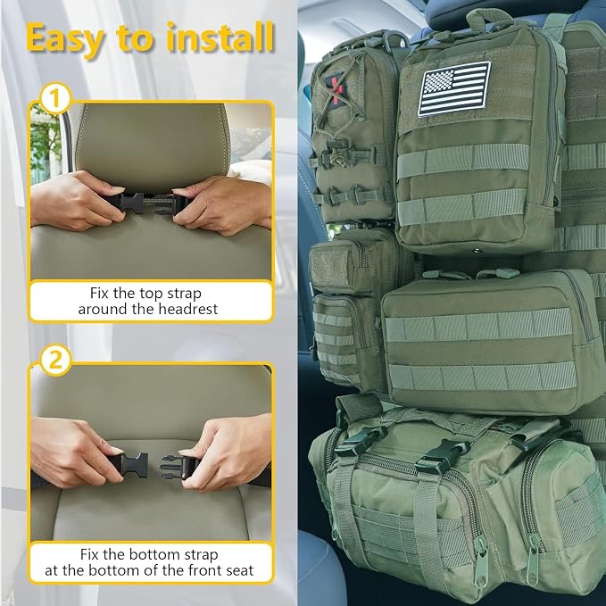 Universal Tactical Seat ​Back Organizer Vehicle Molle Panel Organizer Storage - Image 3