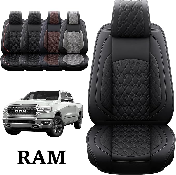 JOJOBAY Car Seat Covers for Dodge Ram 2 Pcs Front, Fit Ram 2009-2025 - Image 5