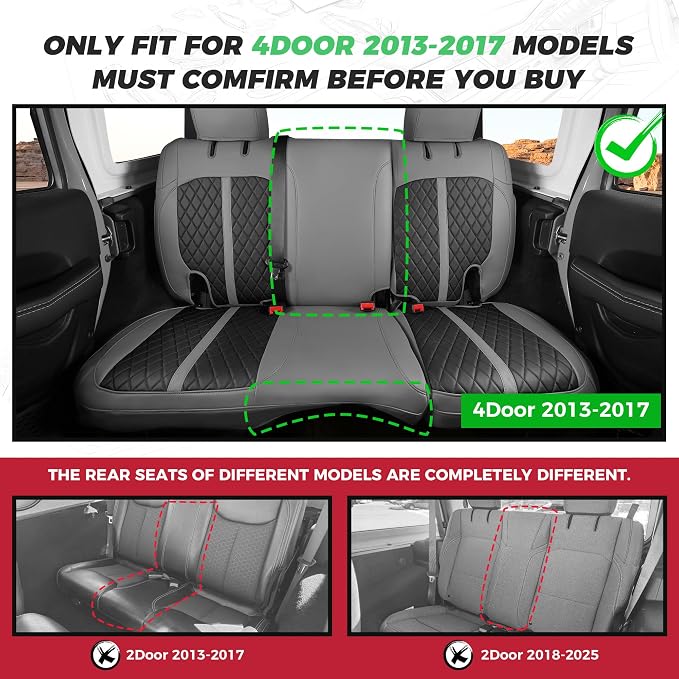 for Jeep Wrangler Seat Covers 4Door JK 2013 2014 2015 2016 2017, Custom Fit Car - Image 2