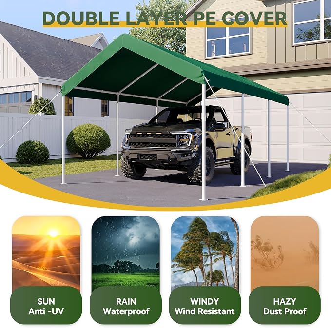 Aoxun 10x20 ft Heavy Duty Carport - Image 5