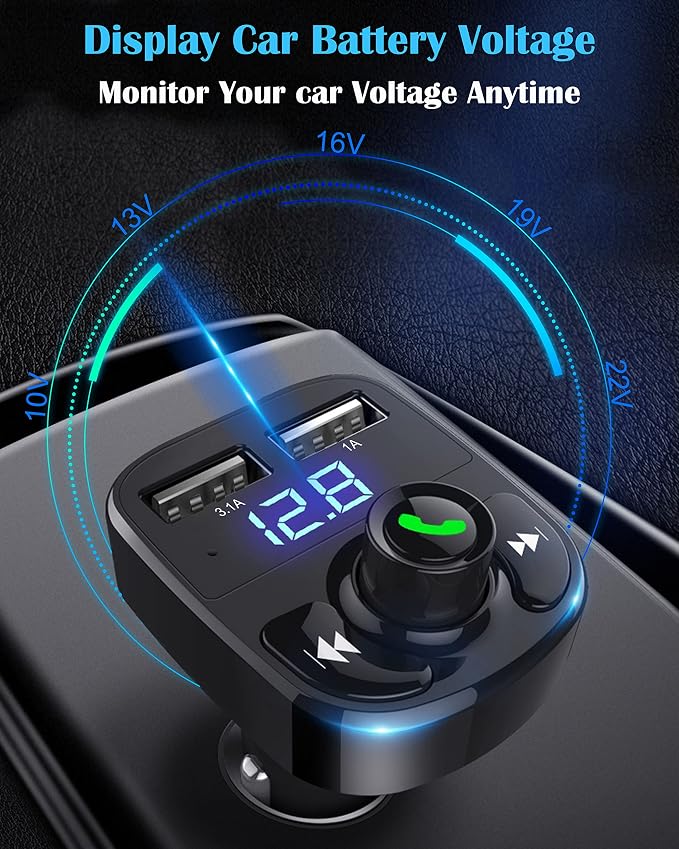 Handsfree Call Car Charger, Wireless Bluetooth FM Transmitter Radio Receiver - Image 4
