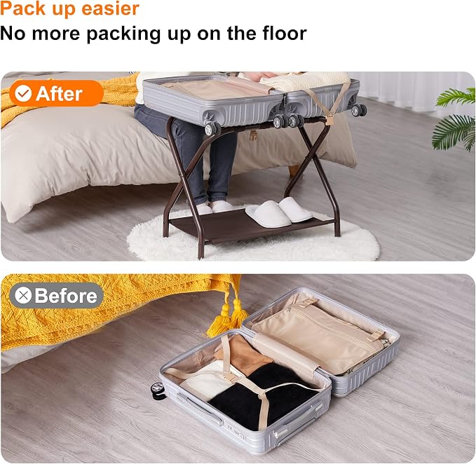 Heybly Luggage Rack, Steel Folding Suitcase Stand - Image 4