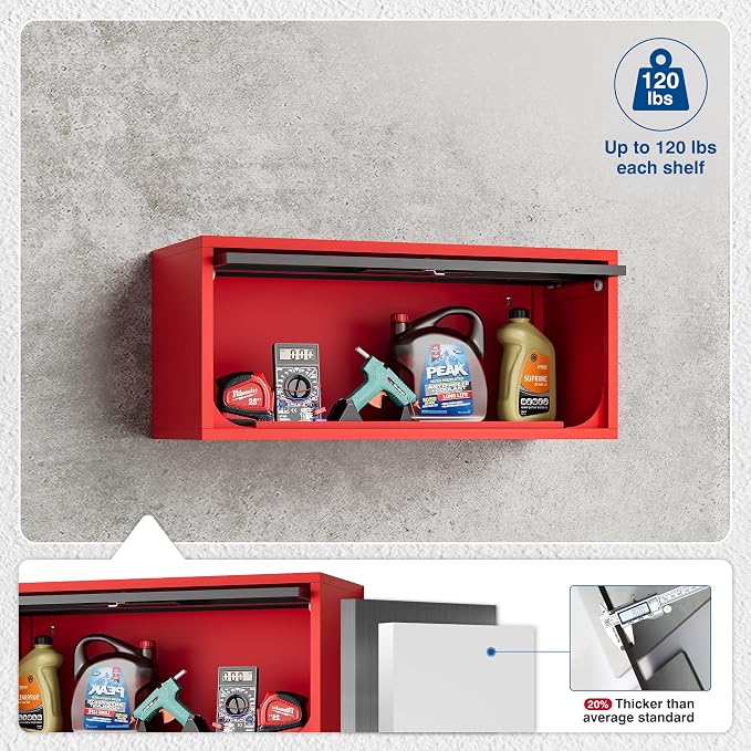 Metal Storage Cabinet Black&Red Wall Cabinets - Image 6