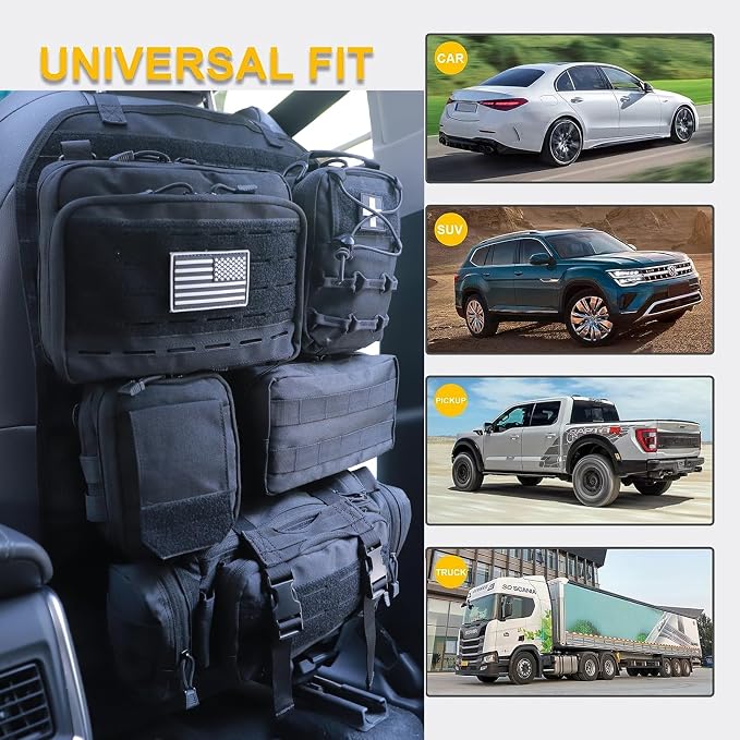 Universal Tactical Seat ​Back Organizer Vehicle Molle Panel Organizer Storage - Image 3