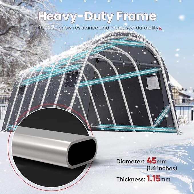 KING BIRD 12' x 20' Oval Pipe Heavy Duty Carport - Image 5