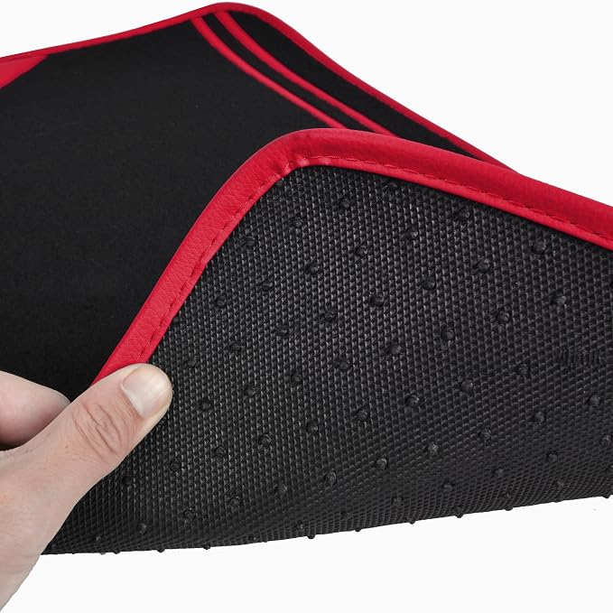 CAR PASS Red Edge Leather Car Floor Mats, Universal Waterproof Car Mats - Image 6