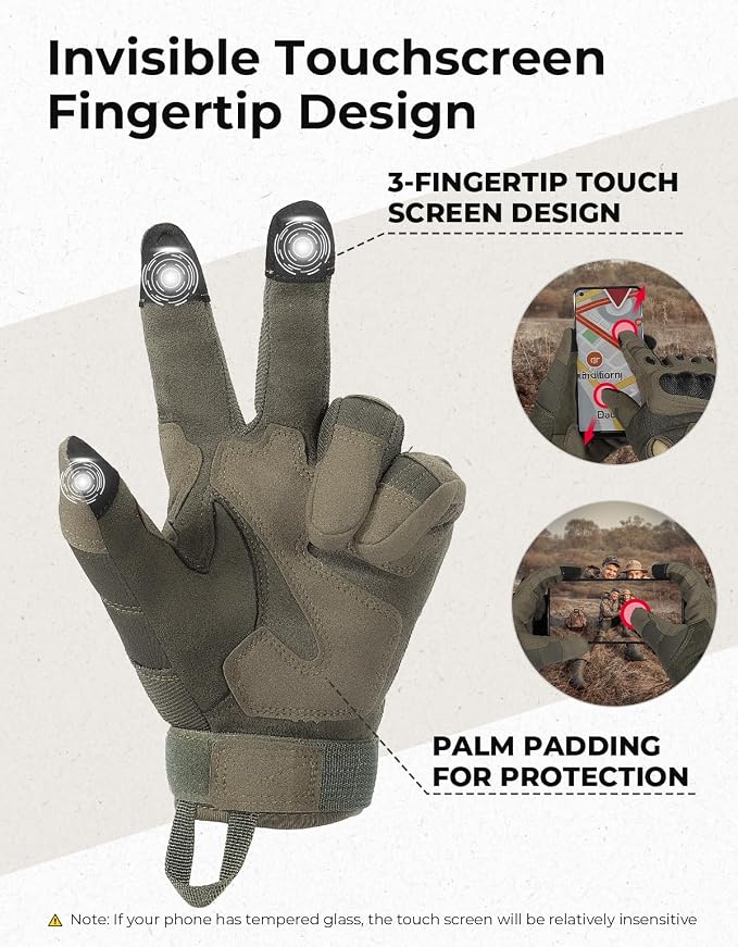 KEMIMOTO Tactical Gloves for Men, Touchscreen Motorcycle Gloves - Image 3