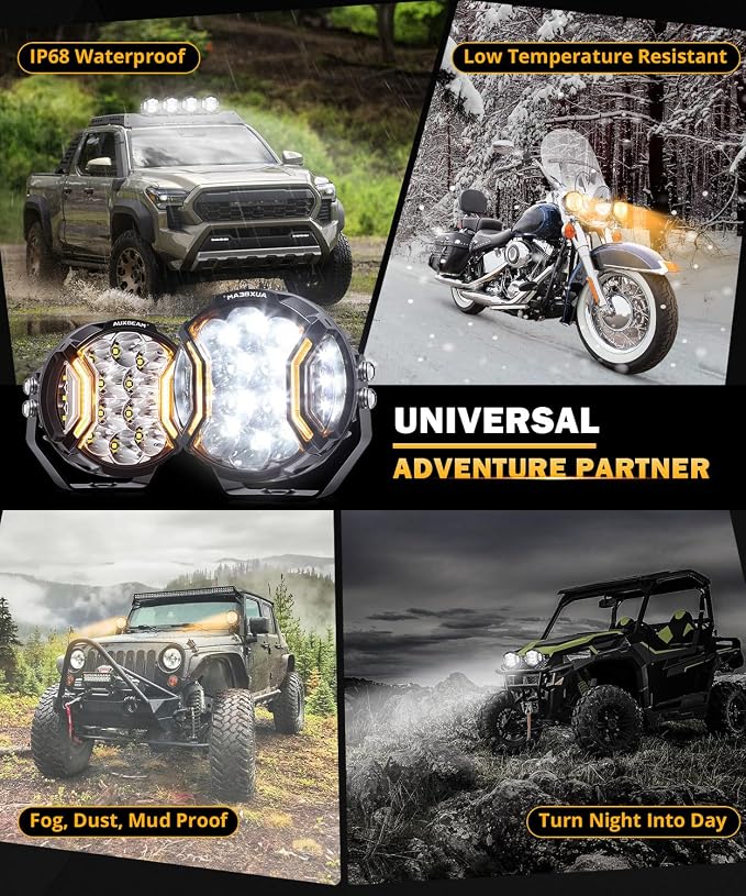 Auxbeam V-Ultra Series Side Shooter Light Bar, 5Inch 172W Round Offroad Lights - Image 6