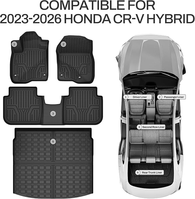 Floor Mats & Cargo Liner Fit for Honda CR-V Hybrid 2026 2025 2024 2023 - Image 3