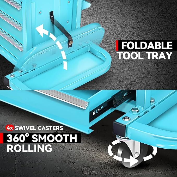 Auto Dynasty 3-Drawer Mechanic Rolling Seat, 350 LBS Capacity Roller Garage - Image 4