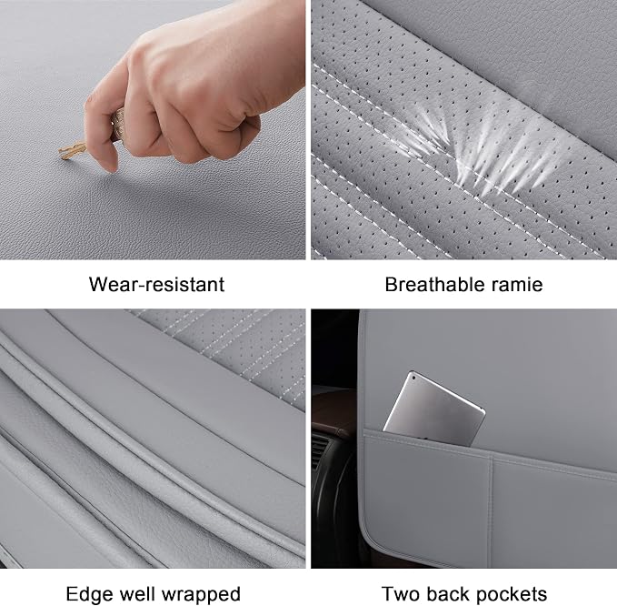 LINGVIDO Car Seat Covers, Breathable and Waterproof Faux Leather Automotive - Image 4
