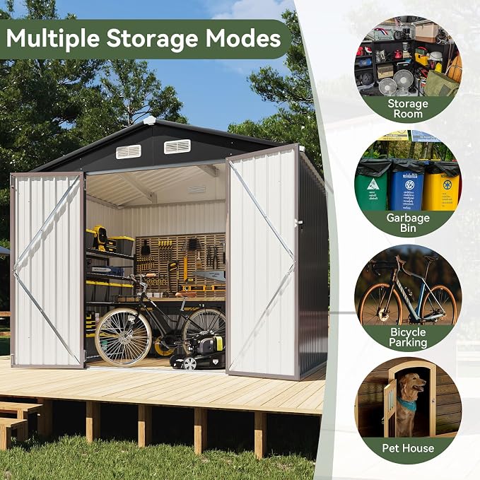 Aoxun 7x5 FT Outdoor Storage Shed Garden Metal Shed - Image 6