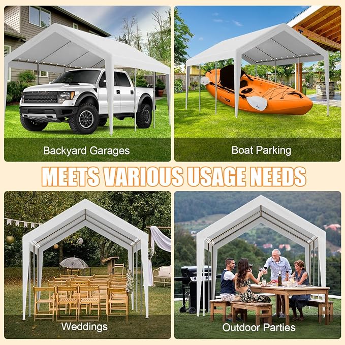10'x20' Canopy Replacement Cover, Beefull Carport Replacement Canopy - Image 3