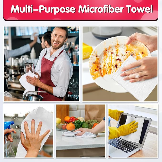FIXSMITH White Microfiber Cleaning Cloth, Reusable Shop Towels, Microfiber - Image 6