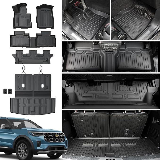 Floor Mats for 2020-2024 2025 Ford Explorer 7 Seats Bench Seat Car Mat by JOULARISE