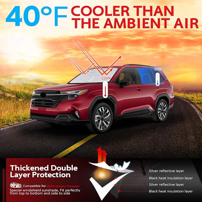 KAYZT Windshield Sun Shade for 2025 Su-baru Forester Foldable Sunshade Front - Image 2