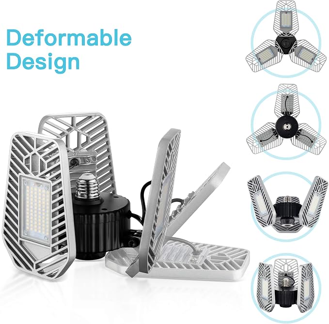 LED Garage Lights, Deformable LED Garage Ceiling Lights 9000 Lumens, 82W CRI 80 - Image 5