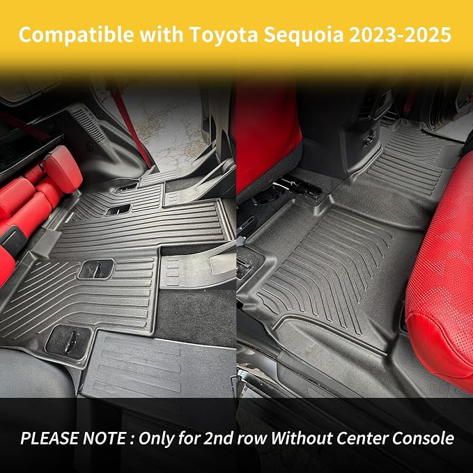 GINOWY-Floor Mats for Toyota Sequoia 2023 2024 2025, TPE All Weather Sequoia - Image 5