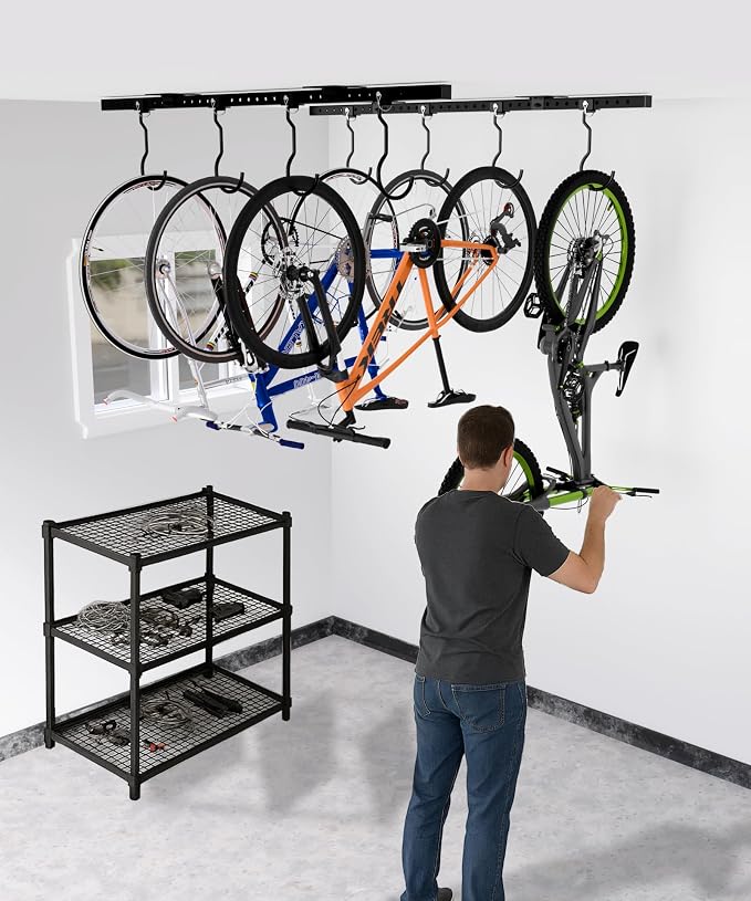 Bike Rack Celling Mount for Garage, Indoor Hangers Storage for 8 Bicycles - Image 6