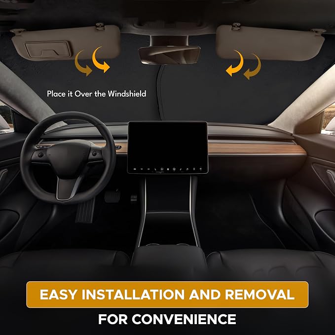 EcoNour Tesla Windshield Sun Shade | Foldable Front Windshield Shade - Image 2