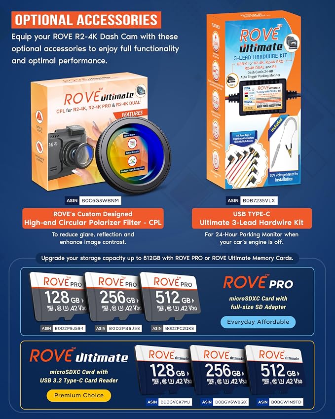 ROVE R2-4K Dash Cam Built-in WiFi 6 GPS Car Dashboard Camera Recorder - Image 7