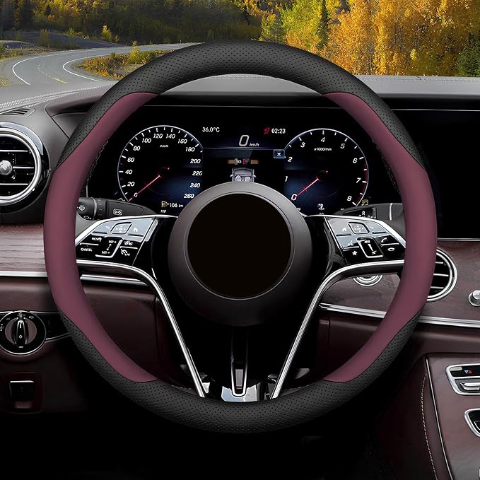 Steering Wheel Cover Standard Size Medium 14.5-15 inch, Breathable Microfiber by Mihecor