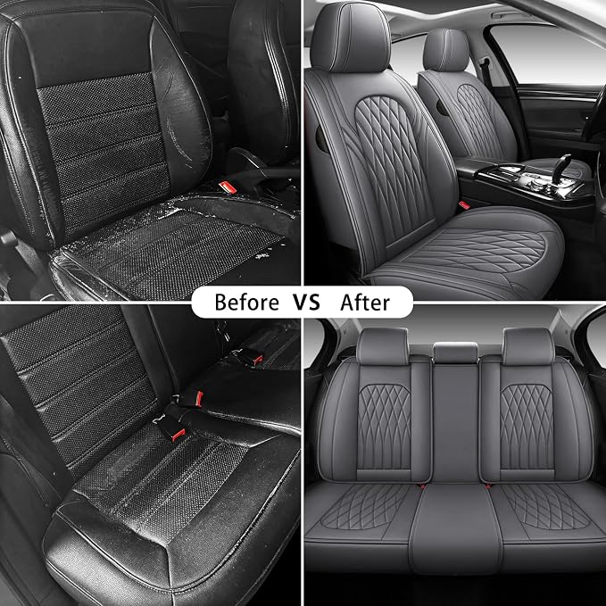 WELLDO Car Seat Covers Full Set, Faux Leather Seat Covers - Image 7