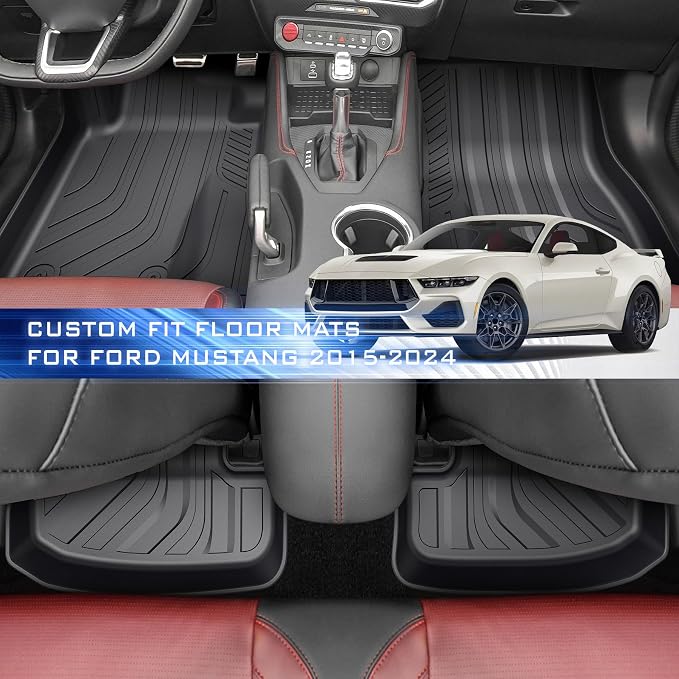 All Weather Floor Mats for Ford Mustang 2015-2017 2018-2024, Cover Protection - Image 2