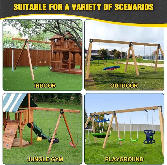 BETOOLL 90° A-Frame Middle Swing Set Brackets, Heavy Duty Steel DIY Swing Set - Image 6
