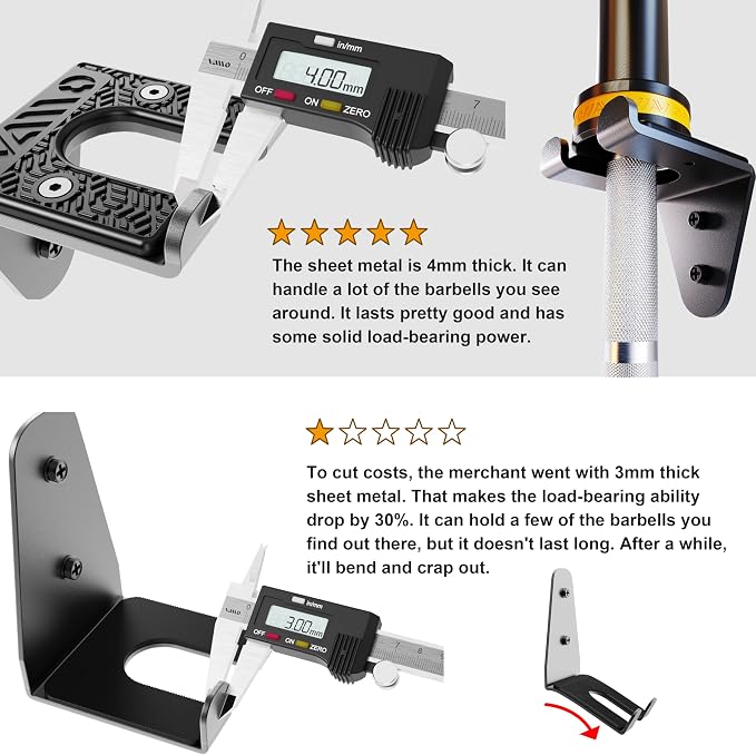VAIIO Single Olympic Barbell Hanger, Garage Gym Bar Wall Rack, Vertical Barbell - Image 2