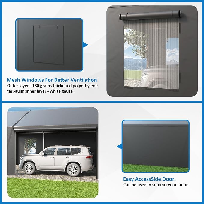 Polar Aurora Carport 20x20 FT, Heavy Duty Car Port Canopy, - Image 6