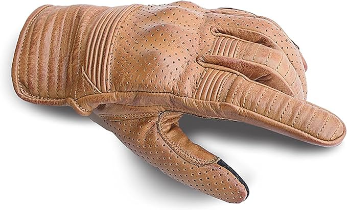 Leather Motorcycle Gloves with Adjustable Fitting Bike Riding Gloves - Image 4