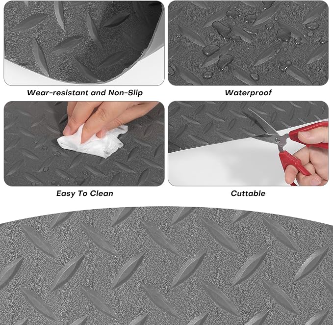 5Ft x 12Ft Rubber Flooring Mats 1.6mm Diamond Plate Flooring Roll 60sqft Rubber - Image 4