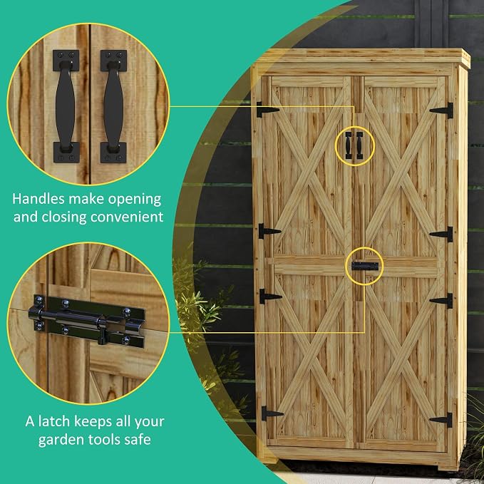 Outsunny Wooden Garden Shed, Outdoor Storage Cabinet - Image 6