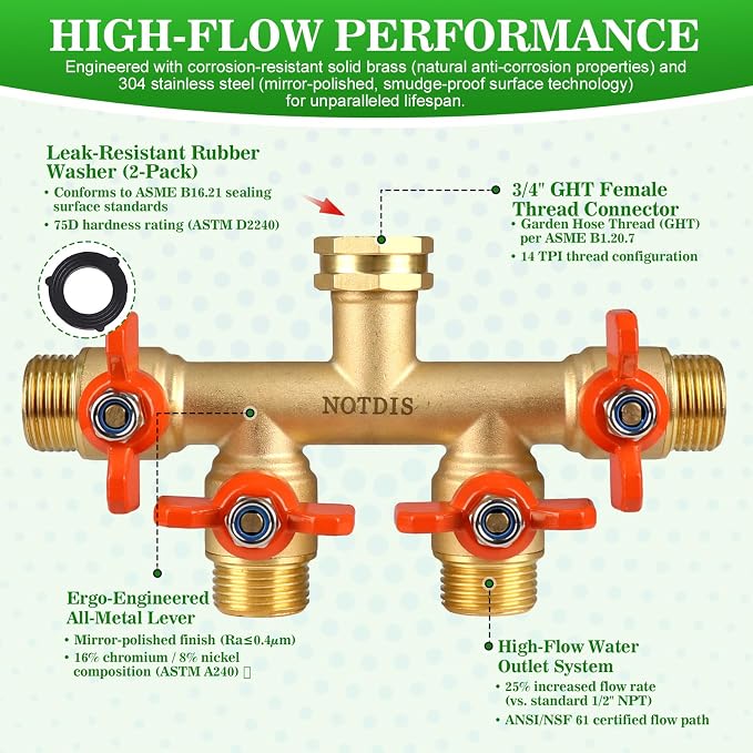 4 Way Brass Hose Splitter Full Flow - Image 5