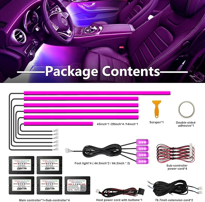 WEBUPAR Acrylic Interior Car Lights, Car Accessories 10 in 1 Car LED Strip - Image 5